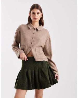 Miss Selfridge Pleated Knit Mini Skirt - Green