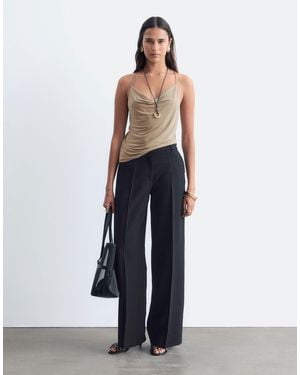 & Other Stories Wide Leg Front Seam Pants - White