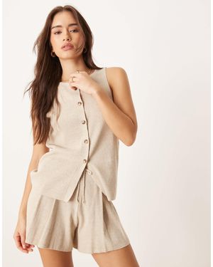 ASOS Linen Blend Knitted Waistcoat Co-ord - Natural