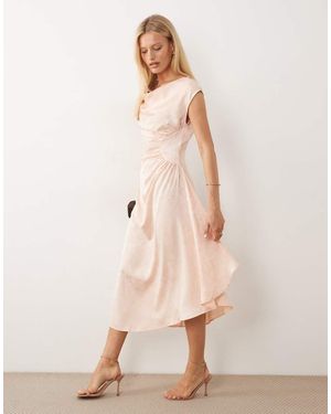 Vero Moda Sleeveless Cowl Neck Ruched Detail Maxi Dress - Natural