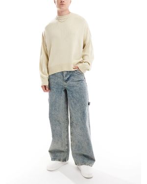 ASOS – sehr weit geschnittene jeans mit zimmermann-details, snow-waschung und tönung - Blau