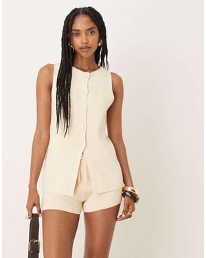 ASOS Co-ord Clean Knitted Longline Waistcoat - Natural