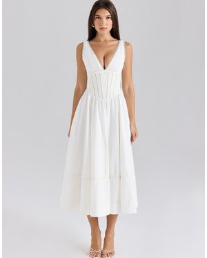 House Of Cb Samia Stretch Cotton Midi Sundress - White