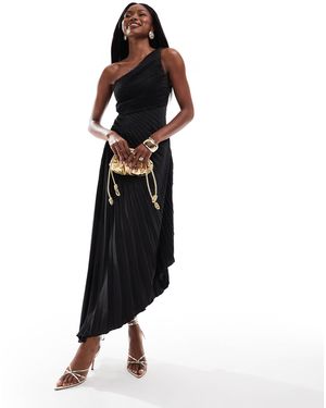 AX Paris Robe plissée mi-longue et asymétrique - Noir