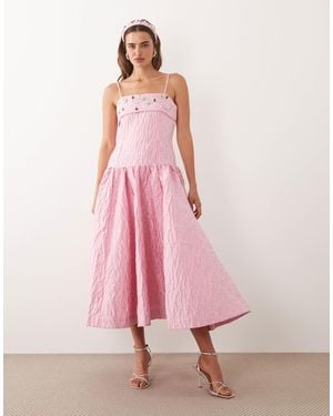 Sister Jane Dream – posy – verziertes jacquard-midikleid - Pink