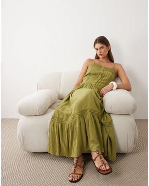 Miss Selfridge Lace Insert Maxi Dress - Green