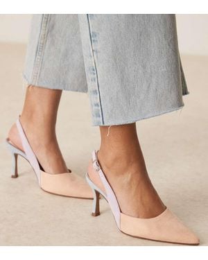 Asos Design Wide Fit Zapatos Multicolores Destalonados De Tacón De Aguja De Antelina Samber De - Gris