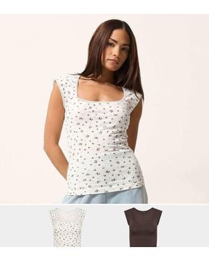 PixieGirl Petite 2 Pack Spot Vest Top - White