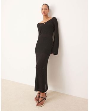 Pretty Lavish Crochet Knit Midaxi Dress - Natural