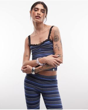 Collusion Gestreepte Cami Met Kanten Rand - Blauw