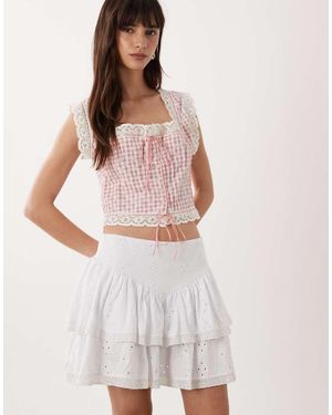 ASOS Eyelet Ruffle Mini Skirt - Natural