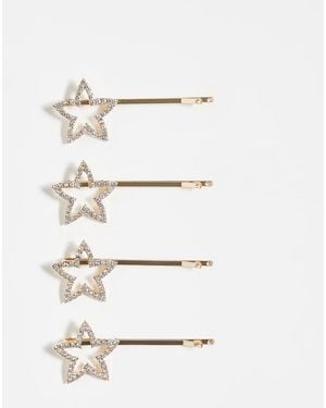 ASOS Pack Of 4 Sparkly Crystal Star Hair Slides - White