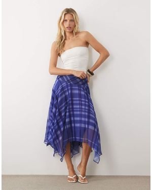 Mango Dolpin Hanky Hem Midi Skirt Co-ord - Blue