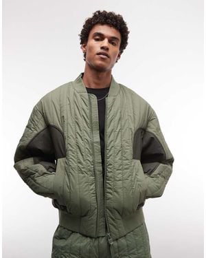 Rains 20930 Koya Co-ord Water Repellent Quilted Tonal Bomber Jacket - Green