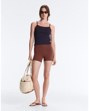 Oysho Comfortlux High-Rise 10Cm Hot Trousers - Brown