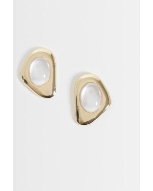 Accessorize Stone Molten Shield Stud Earrings - White