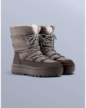 Oysho Combined Lace-Up Boot - Grey
