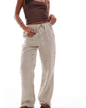 New Look Stripe Wide Leg Trouser - Natural