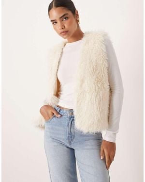 Threadbare Bodywarmer Van Imitatiebont - Wit