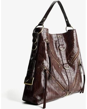 Bershka Studded Leather Effect Maxi Bag - Brown