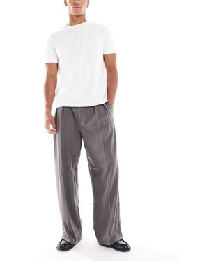 Cotton On Cotton on - pantalon baggy à pinces et fines rayures - anthracite - Gris