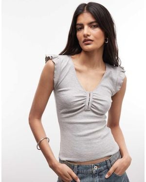 Collusion Ruched Front Tank Top - Grey