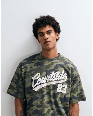 Courtside Camo Print T-Shirt - Green