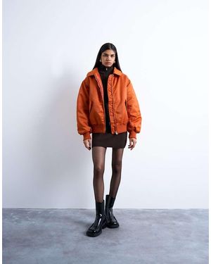 TOPSHOP Nylon Bomber Jacket - Red