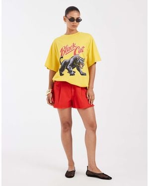 ASOS Oversized T-shirt With Black Cat Graphic - Red
