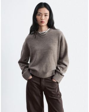 & Other Stories Pullover mit rundhalsausschnitt aus woll- und baumwollmix - Grau