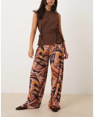 ASOS Plisse Wide Leg Pants - Orange