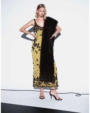 ASOS Scoop Bias Cut Black Embellished Floral Maxi - White