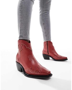 OFF THE HOOK 'Grange' Block Heel High- Ankle Leather Boots - White