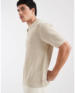 Levi's Pull polo à col ouvert et col v - crème - Blanc