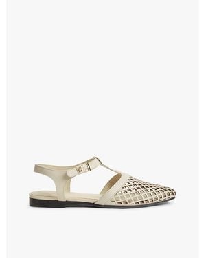 Tommy Hilfiger Cutout Leather T-Bar Buckle Sandals - White