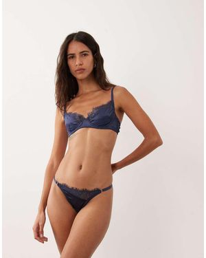 KAT THE LABEL Tanga De Satén Y Encaje Rae En - Multicolor