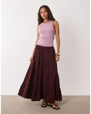 Miss Selfridge Tiered Poplin Maxi Skirt