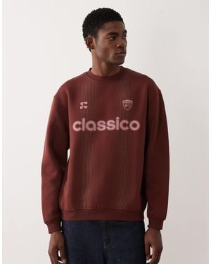 ASOS Relaxed Crew Sweatshirt With Football Graphic - Red