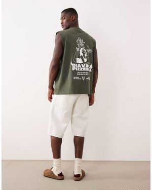 ASOS Oversized Tank With Pizza Graphic - Green