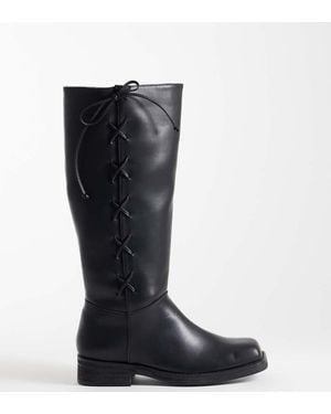 Public Desire Saffron Square Toe Knee Boots - Black