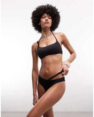 Monki Cut-out Asymmetric Bikini Bottom Co-ord - Black