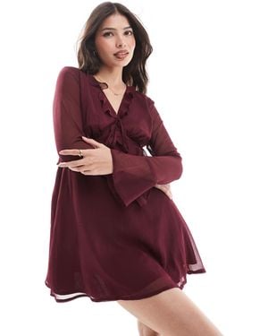 Wednesday's Girl Floaty Ruffle Mini Dress - Red