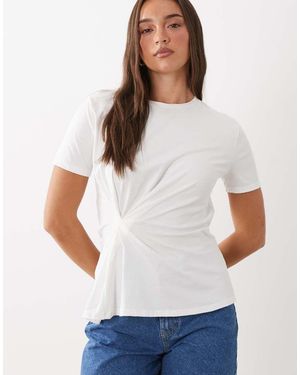 Mango T-Shirt Van 100% Katoen Met Gestrikte Taille - Wit
