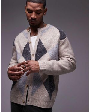TOPMAN Cardigan Girocollo A Losanghe - Viola