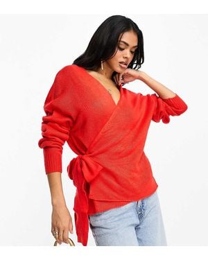 In The Style Exclusive Knitted Wrap Detail Jumper - Red