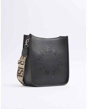 River Island Logo Messenger Bag - Grey