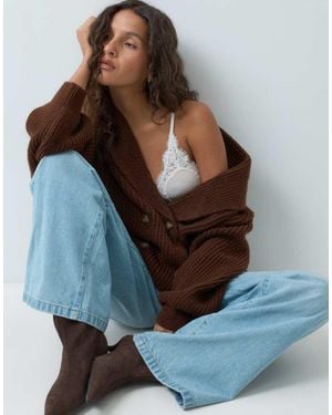 ASOS Gebreid Sjaalkraagvest - Blauw