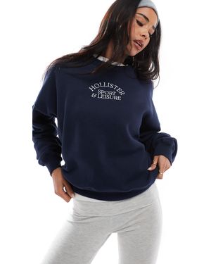Hollister Sweat à inscription logo - Bleu
