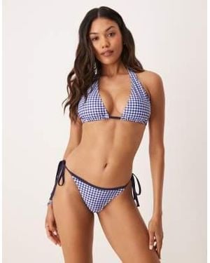 Peek & Beau – triangel-bikinioberteil mit marineem vichy-karo - Blau