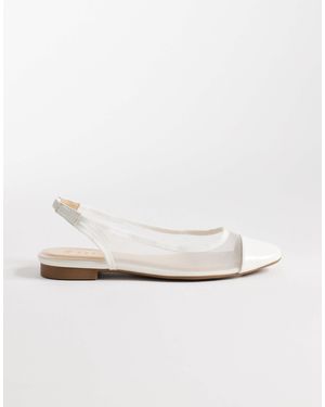 SEQWL Mesh Slingback Ballet Flats - White
